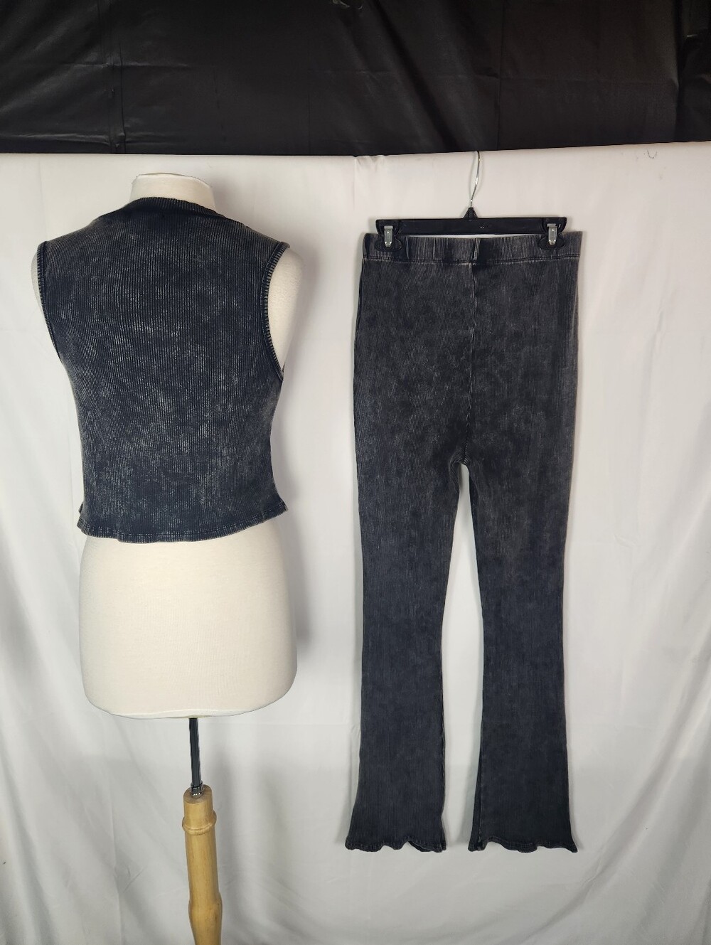 Fashion Nova New Times Ribbed Legging Set 2X Black Acid Wash NWT Y2K Athleisure - Picture 4 of 15